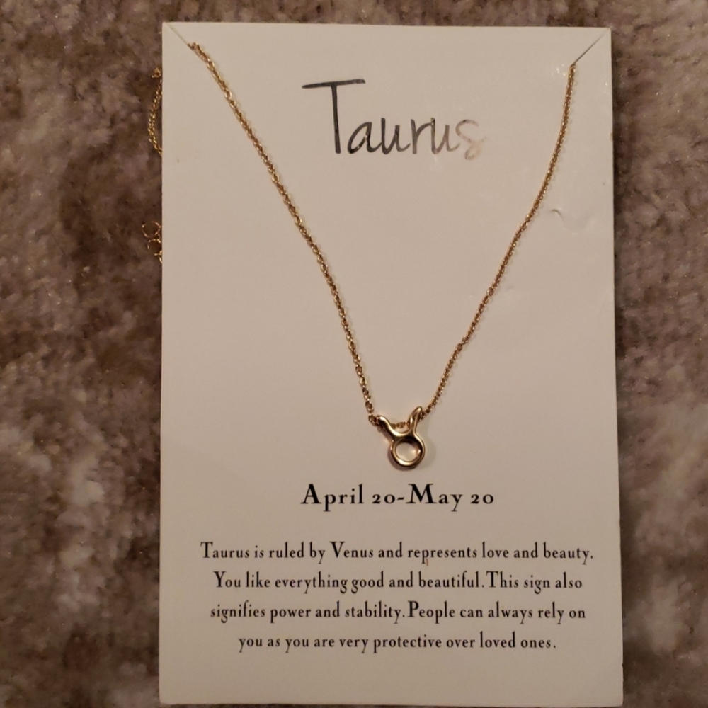 9" Taurus May birthday gold tone necklace.